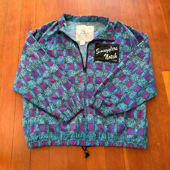 Vintage 1980's Men's Bula Blue and Red Smugglers Notch Windbreaker Jacket Size M - Picture 1 of 5